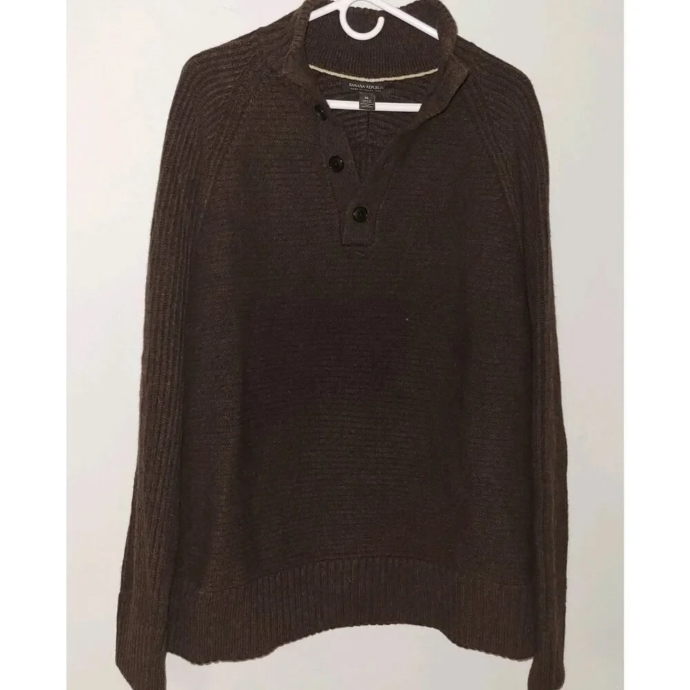 Banana Republic Mens Italian WoolBlend MockNeck Sweater Xl Extra Large